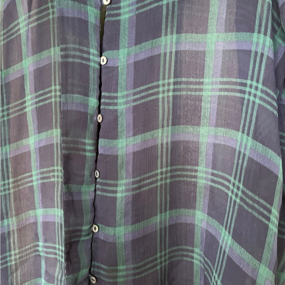 Forever 21 Plaid Button Fancy Top Blouse L Large - Picture 3 of 3